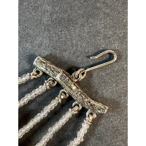 GRAZIANO Signed Chunky Mother Of Pearl / Glass Bead Necklace Multistrand Fashion - Picture 5 of 6